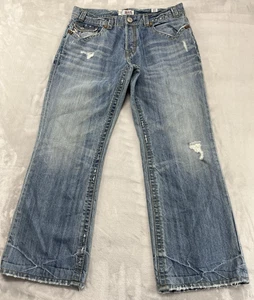MEK Denim Jean Men 36X32 Blue Wash Lisbon Bootcut Button Fly Distressed Whisker - Picture 1 of 21