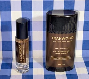 Bath & Body Works TEAKWOOD Men’s 2 Pc Gift Set - Travel Mini Cologne & Deodorant - Picture 1 of 3