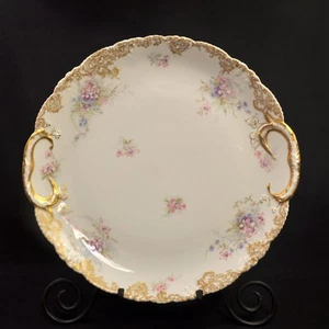 Limoges Theodore Haviland Platter Round 13" Pink Floral w/Gold White 1895-1903 - Picture 1 of 12