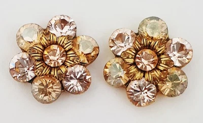 Pendientes Michal Negrin Oro Cristal Flor Swarovski Estrás Margarita Y2K Foto 1 de 4