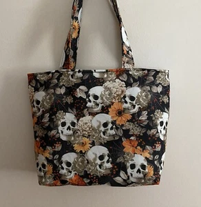 Bolso de Mano Hecho a Mano Halloween Calavera SiderWeb Otoño Flores - Imagen 1 de 1