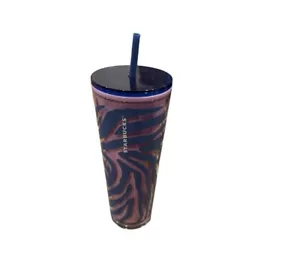Starbucks Verano 2021 Rosa Azul Estampado Cebra 24oz Vaso Frío 011122944 - Imagen 1 de 7