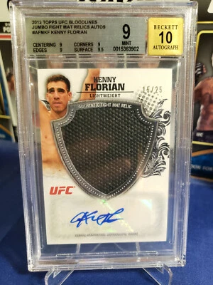 2012 Kenny Florian BGS 9 Jumbo Mat Relic Auto Topps UFC Bloodlines /25 - Image 1 of 4
