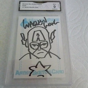 FLASH WALDEN WONG ARTISTA CARTA SCHIZZO AUTOGRAFO DELL'ARTISTA 1/1 GRADO 9 B L@@K - Foto 1 di 2