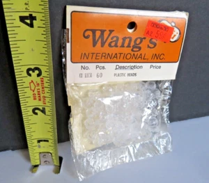 VINTAGE Wang's International 60 ¼-inch Round Faceted Plastic Beads Crystal Clear - Picture 1 of 13