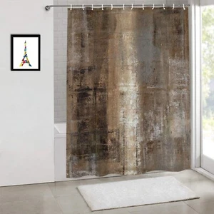 Brown Grey Abstract Art Decorative Shower Curtain - 72" x 72" NEW - Picture 1 of 6