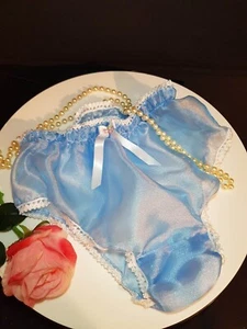 BRIDAL HIGH GLOSSY ORGANZA PANTIES KNICKERS WITH FRILLY BRIDAL WHITE ELASTIC - Picture 1 of 3