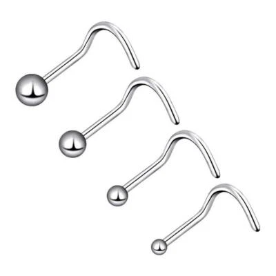 4PCS Screw Pin Nose Stud 20G Tiny Ball Surgical Steel Screw Nose Ring Studs Set - Image 1 of 4