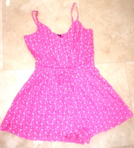 Trixxi Romper Pink Floral Surplice Bodice Smocked Elastic Wais Lined Size Medium - Picture 1 of 7