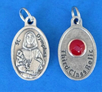 Santa Dymphna + Reliquia de Tercera Clase - Medalla OX 1 pulgada  - Imagen 1 de 4