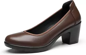 Women'S Chunky Closed Toe Low Block Heels Work Pumps Comfortable round Toe Dress - Picture 1 of 12