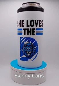 Detroit Lions "She Loves The D" 16 oz Insulated 5 in 1 Can Bottle Cooler Tumbler - Foto 1 di 5