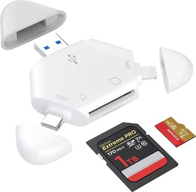 SD Card Reader,3in1 Memory Card Reader for iPhone/iPad,USB C and USB A Devices - Image 1 of 4