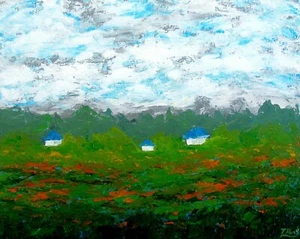 Original abstract landscape painting "Country Weekend",20x16x1" - Picture 1 of 4