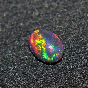 7x5 mm Natural Ethiopian Multi Fire Black Opal Oval Cabochon Loose Gemstone B-24 - Picture 1 of 3