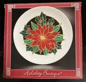 Christmas Holiday Decorative 8 In Plate Jamestown Porcelain Poinsettia Mint NOB - Picture 1 of 5