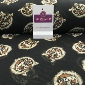 Black Tiger Printed Light Chiffon High Street Fabric 150 cm Wide MK1084-9 - Picture 1 of 7