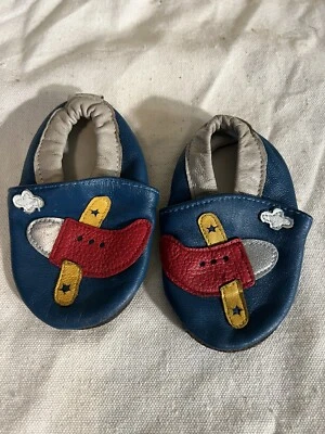 Baby boy leather Moccasin Style Shoes Airplanes 6-12 months — 第 1/4 张图片