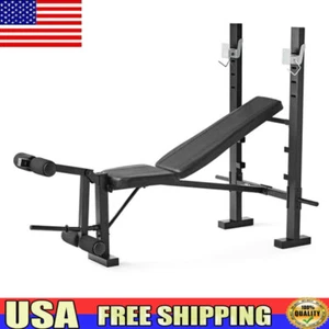 Standard Bench & Squat Rack Combo Adjustable Workout Bench with Leg Press NEW - Picture 1 of 6