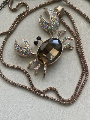 Sea Life CANGREJO Zodiaco Cáncer Betsey Johnson Collar Cristales Playa Foto 1 de 4