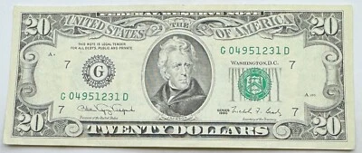 1990 Vintage $20 Federal Reserve Note - Chicago - G - Twenty Dollar Bill - Image 1 of 2