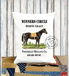 Winners Circle Horse Grains Decorative Fabric Pillow #1261 - Picture 1 of 6