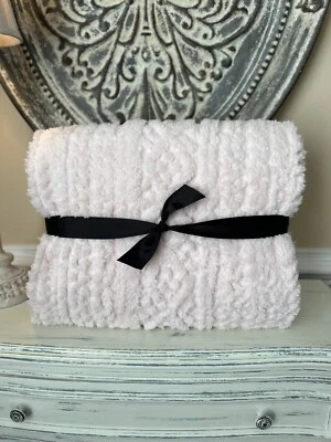 Pottery Barn Kids Carved Cable TWIN Sherpa Blanket Pink NWOT OB READ - Image 1 of 4