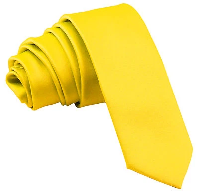 Nova gravata masculina de poliéster 2,5" skinny pescoço apenas sólida formal casamento formatura amarelo - Imagem 1 de 2