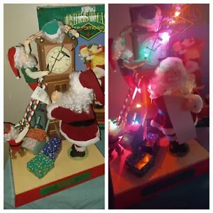 *RARE* Vtg Holiday Creations Animated Santa & Elves Antique Clock Musical Lights - Picture 1 of 19