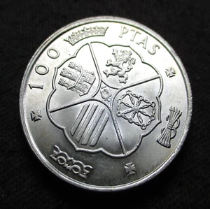 OLD SILVER 100 PESETAS 1966 COIN OF SPAIN FRANCISCO FRANCO - Picture 1 of 2
