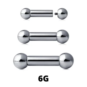 ANILLO PIERCING MACHO BARRA DE ACERO BARRA DE BOLA ROSCADA INTERNAMENTE 6G 5/8" CALIBRE PESADO - Imagen 1 de 2