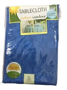 TableTrends Indoor/Outdoor Umbrella Tablecloth w/Zipper 70” Round Mason Blue - Picture 1 of 3