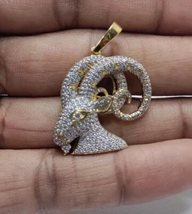 2.25Ct Round Cut Lab-Created Diamond GOAT Fancy Pendant 14K Yellow Gold Plated - Picture 1 of 6