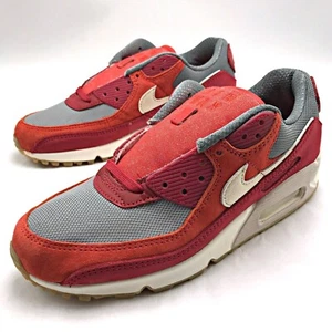 Nike Air Max 90 Premium Gym Red Smoke Grey Gum Men's Shoes DH4621-600 Sz 14 - Picture 1 of 6