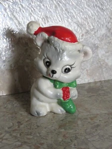 VTG Lefton Christmas Mouse Santa Hat Stocking Figurine Japan 3.75" Kitsch - Picture 1 of 10