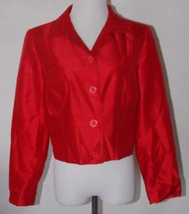 Cache Womens Jacket Size 10 Red Blazer Button Down Vintage Padded Shoulders - Picture 1 of 5