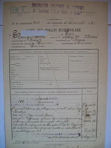 COPIA DEL FOGLIO MATRICOLARE LIVORNO CLASSE 1891 - MILITARIA (m26-1-13 ) - Imagen 1 de 1