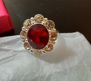 Avon's Royal Red Ring- silver plated Size 8 New in the box