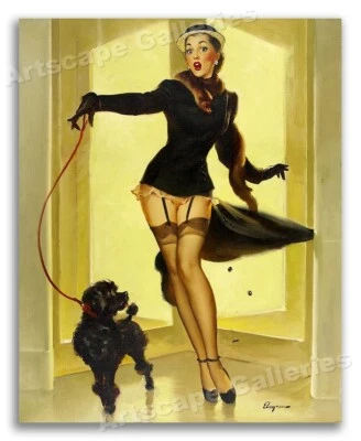 Pôster Pin-Up Elvgren década de 1950 "Skirting The Issue - Poodle" Dog Walking - 24x30 - Imagem 1 de 3