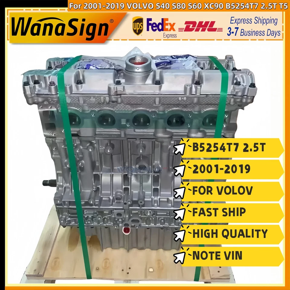 Long Block Engine Assembly For 2001-2019 VOLVO S40 S80 S60 XC90 B5254T7 2.5T T5 - Image 1 of 4