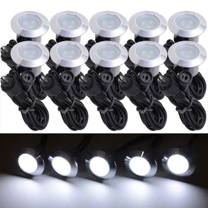 10pc Cool White LED Deck Lights Kit Outdoor Garden Step Stair Landscape Pathway - Picture 1 of 8