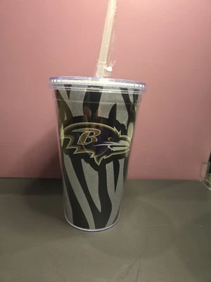 Baltimore Ravens 20 OZ Vaso Brillo Transparente con Tapa y Pajita Nuevo Regalo Foto 1 de 4