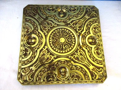 Vintage Ornate Style Brass Garden Trivet ~ Deck Flower Pot Holder ~ 10.5"x10.5" - Image 1 of 4