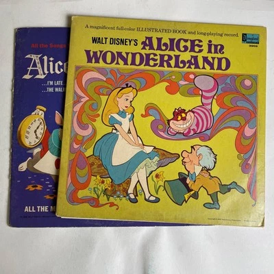 Lote de 2 LP Vintage Walt Disney Alice no País das Maravilhas Records Livro Disneylândia - Imagem 1 de 4