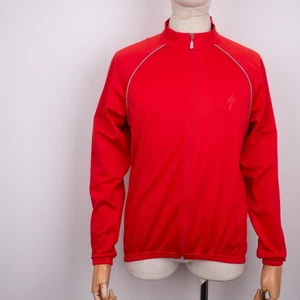 SPECIALIZER Men's Vintage Solid Red Full-Zip Windstopper Cycling Jersey Size M - Picture 1 of 12