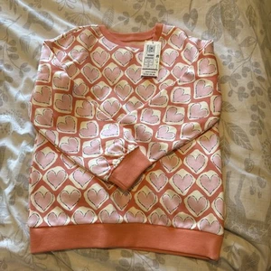 Marks and Spencer Girls Sweatshirt pink heart Age 7-8 BNWT - Picture 1 of 7