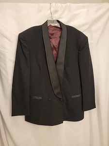Henry Grethel VTG Tuxedo Jacket Blazer Smoking Dinner 42 S Black Formal USA - Picture 1 of 14