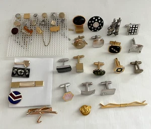 Konvolut Vintage Nachlass Modeschmuck Herren Krawattennadeln Clips einzelne Manschettenknöpfe - Bild 1 von 10