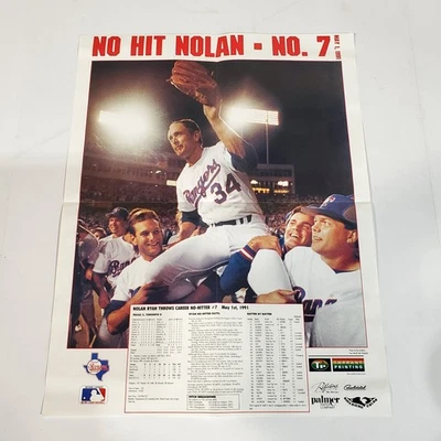 Nolan Ryan Poster "NO HIT NOLAN - NO. 7" Texas Rangers 22" X 17" Dated 1991 - Image 1 of 3