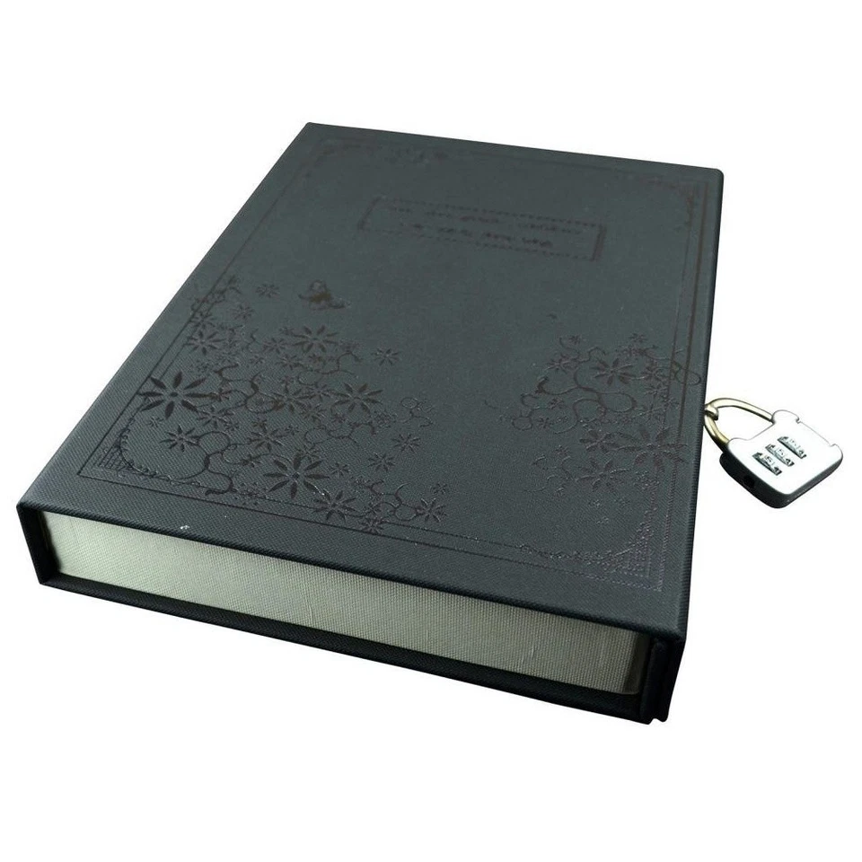 Vintage Cover Diary Notebook Journal Notepad with Code Lock (Black) - Image 1 of 1